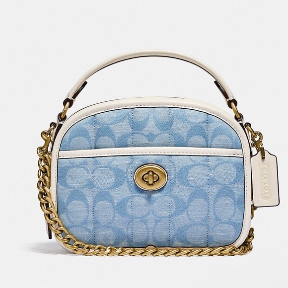 NWT Coach C4688 Lunchbox Top Handle In Signature Chambray With Quilting $450 - Picture 1 of 9